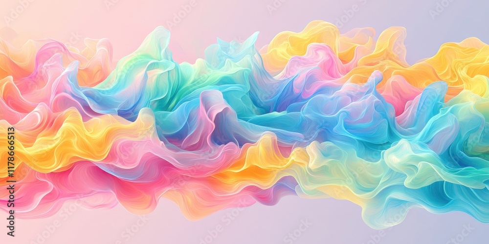 Soft flowing abstract ribbons in pastel shades of pink, blue, yellow, and green with a whimsical, dreamy effect.
Soft flowing abstract ribbons in pastel shades of pink, blue, yellow, and green with a whimsical, dreamy effect.