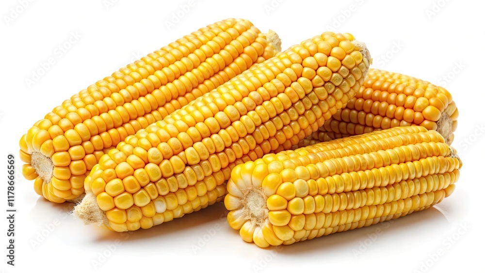 Closeup of a pile of corn kernels and corn on the cob with fresh and dry yellow maize for a healthy, organic, and natural look Closeup of a pile of corn kernels and corn on the cob with fresh and dry yellow maize for a healthy, organic, and natural look