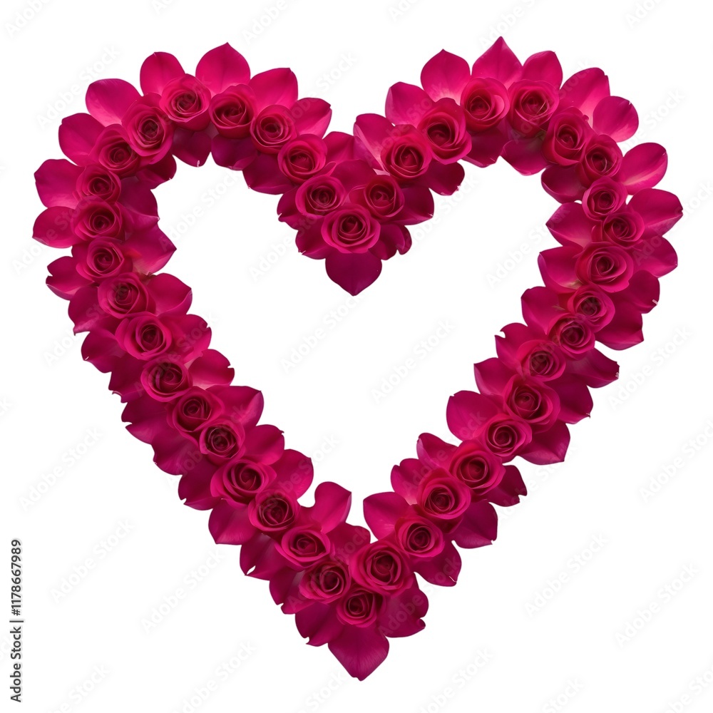 Obraz premium Heart-Shaped Arrangement of Deep Pink Roses