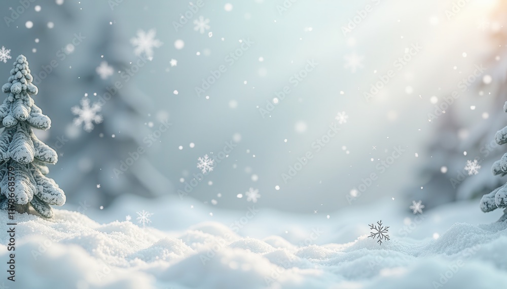 Naklejka premium A winter-inspired white studio with snowflake textures for seasonal product photography.