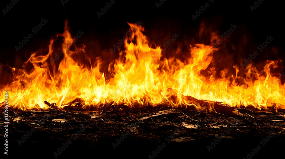Dynamic and bright fire flames, extinguished Dynamic and bright fire flames, extinguished