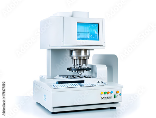 Compact isotopic mass spectrometer, isolated, analyzing nuclear materials. isolated on white background photo