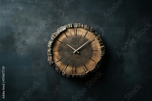 Wallpaper Mural A beautifully crafted wooden wall clock showcasing natural textures and earthy tones. Torontodigital.ca