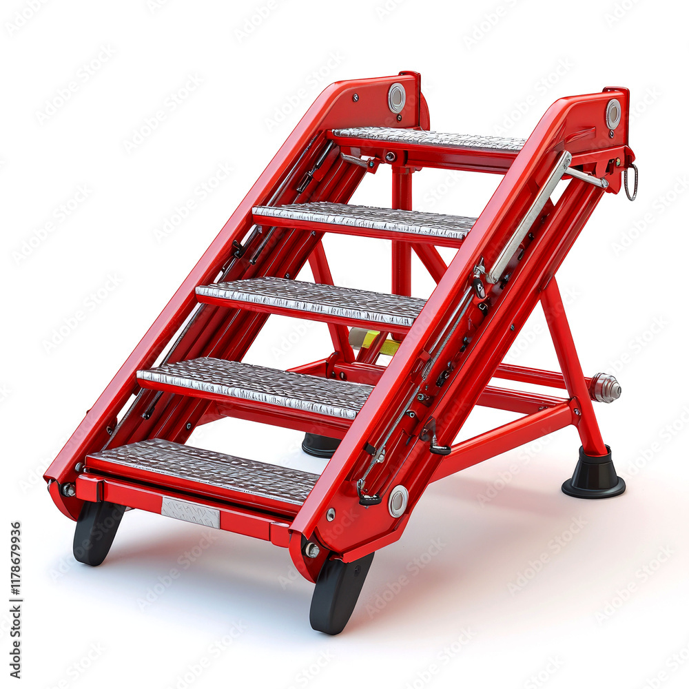 High-Quality Red Portable Metal Stepladder for Industrial Use. Durable, Safe, and Easy to Use, Ideal for Construction, Maintenance, and Repair Tasks. High-Quality Red Portable Metal Stepladder for Industrial Use. Durable, Safe, and Easy to Use, Ideal for Construction, Maintenance, and Repair Tasks.