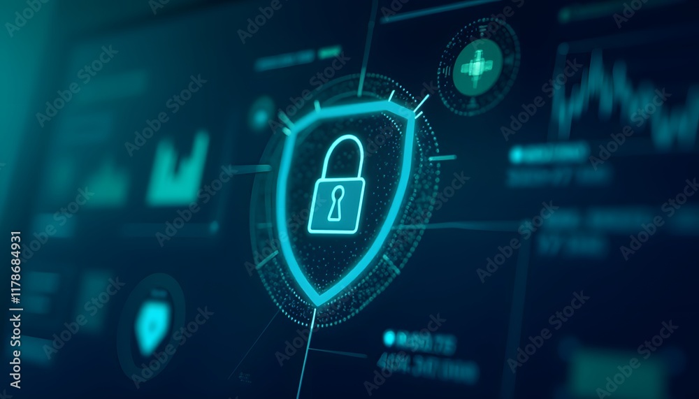 Digital Security System Cyber Protection Shield Data Encryption Network Safety Digital Security System Cyber Protection Shield Data Encryption Network Safety