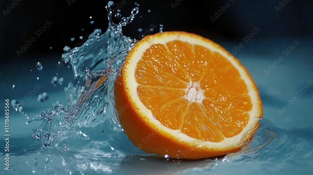 Fresh orange slice with water splash. Fresh orange slice with water splash.
