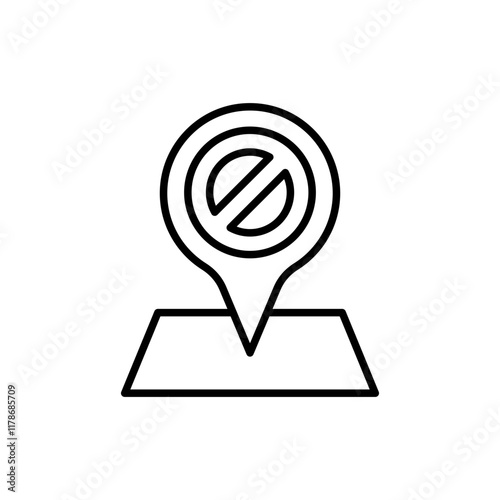 Blacklist location outline icons, minimalist vector illustration ,simple transparent graphic element .Isolated on white background