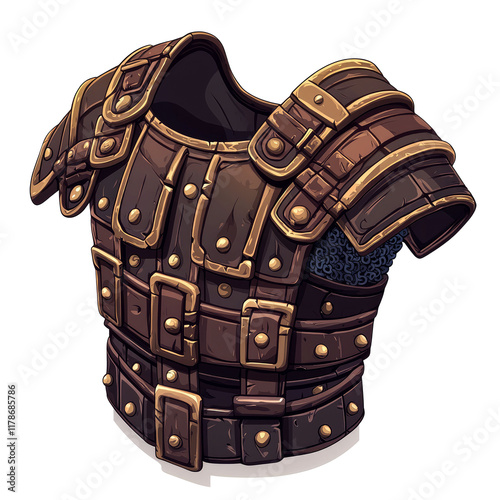 Ancient Roman Cuirass: A Detailed Illustration of Historical Armor, Perfect for Game Assets, History Buffs, and Culture Enthusiasts photo