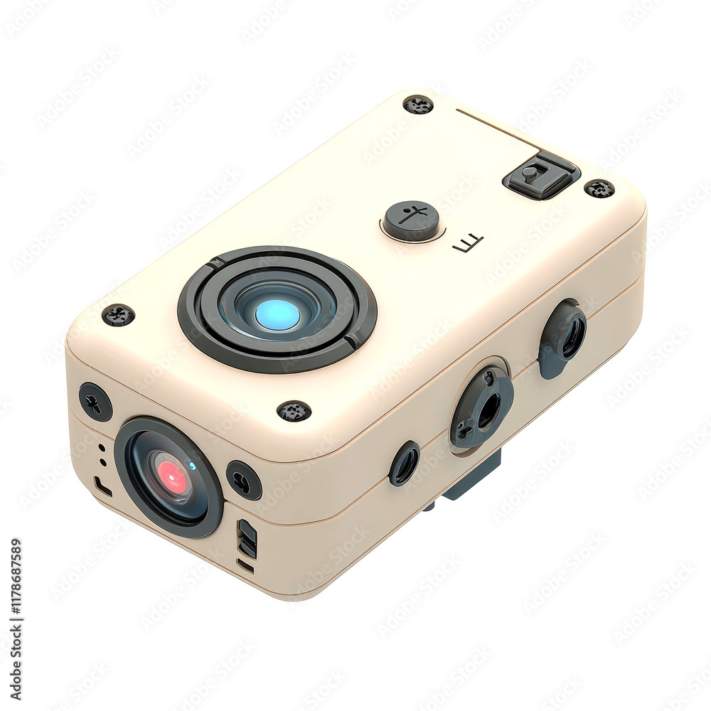 Obraz premium Innovative Gadget for Modern Surveillance and Photography. This miniature device offers advanced imaging technology with a clean, minimalist design, ideal for various applications.