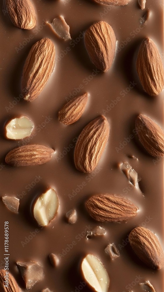 Fototapeta premium chocolate bar with almonds on white background, close-up.