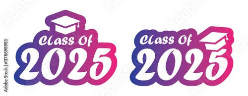 Class of 2025 set icon, vector illustration