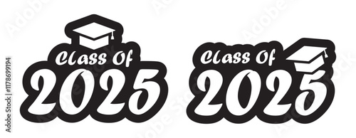 Class of 2025 set icon, vector illustration
