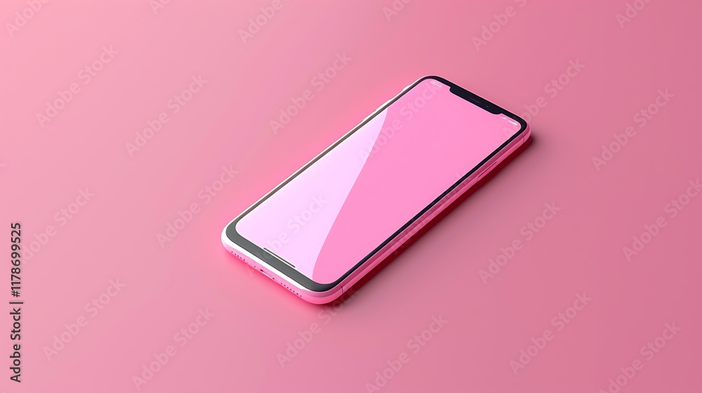 A smart phone isolated on a soft pink background A smart phone isolated on a soft pink background