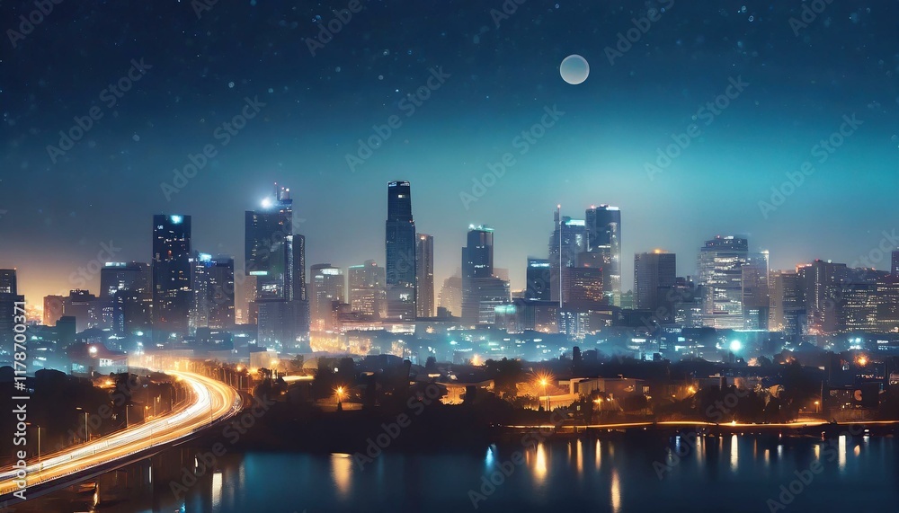 Minimalist Night Lightscape of a Blurred City Minimalist Night Lightscape of a Blurred City