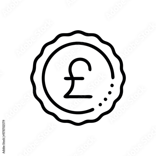 Simple line art pound sterling coin symbols. line art pound sterling icon vector illustration design, for business and finance symbol.