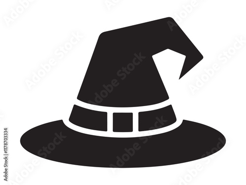 Halloween hat silhouette vector on white background 