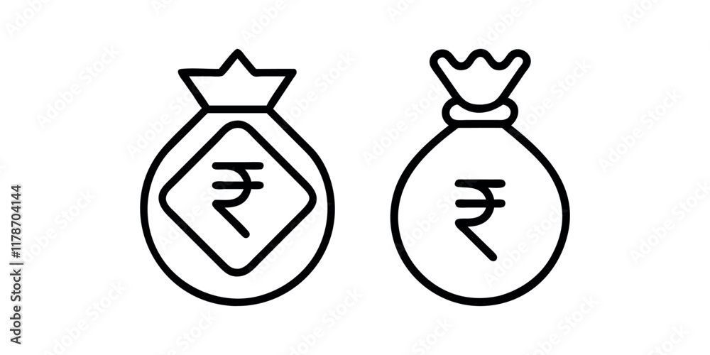 Indian Rupee Money Bags Icons. Money bag with rupee icon. Money bag icon. Income growth. Business and finance. Rupee sign. Investment. Cartoon money. Financial savings. Payment. Indian Rupee Money Bags Icons. Money bag with rupee icon. Money bag icon. Income growth. Business and finance. Rupee sign. Investment. Cartoon money. Financial savings. Payment.