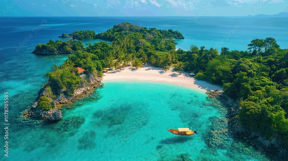 Fototapeta premium Aerial View of Idyllic Tropical Island Paradise