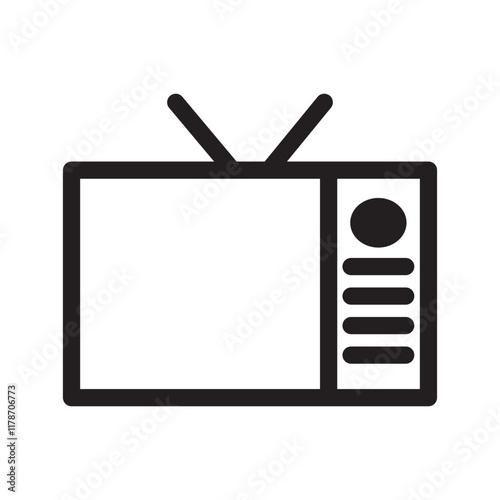 Icon of a vintage television set with a boxy design and antennas, symbolizing old-fashioned entertainment and technology.