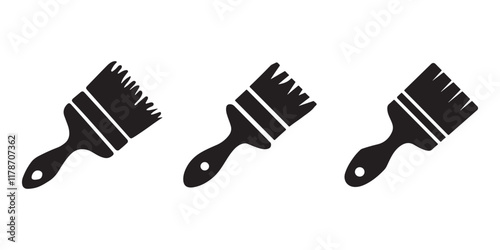 Paintbrush silhouette icon set vector on white background 