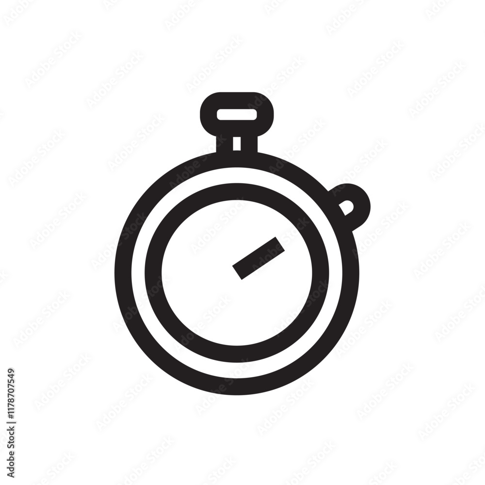 Stopwatch icon, representing time tracking, measurement, or countdown activities. Stopwatch icon, representing time tracking, measurement, or countdown activities.