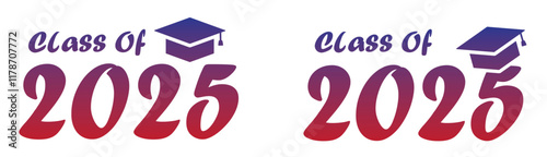 Class of 2025 set icon, vector illustration