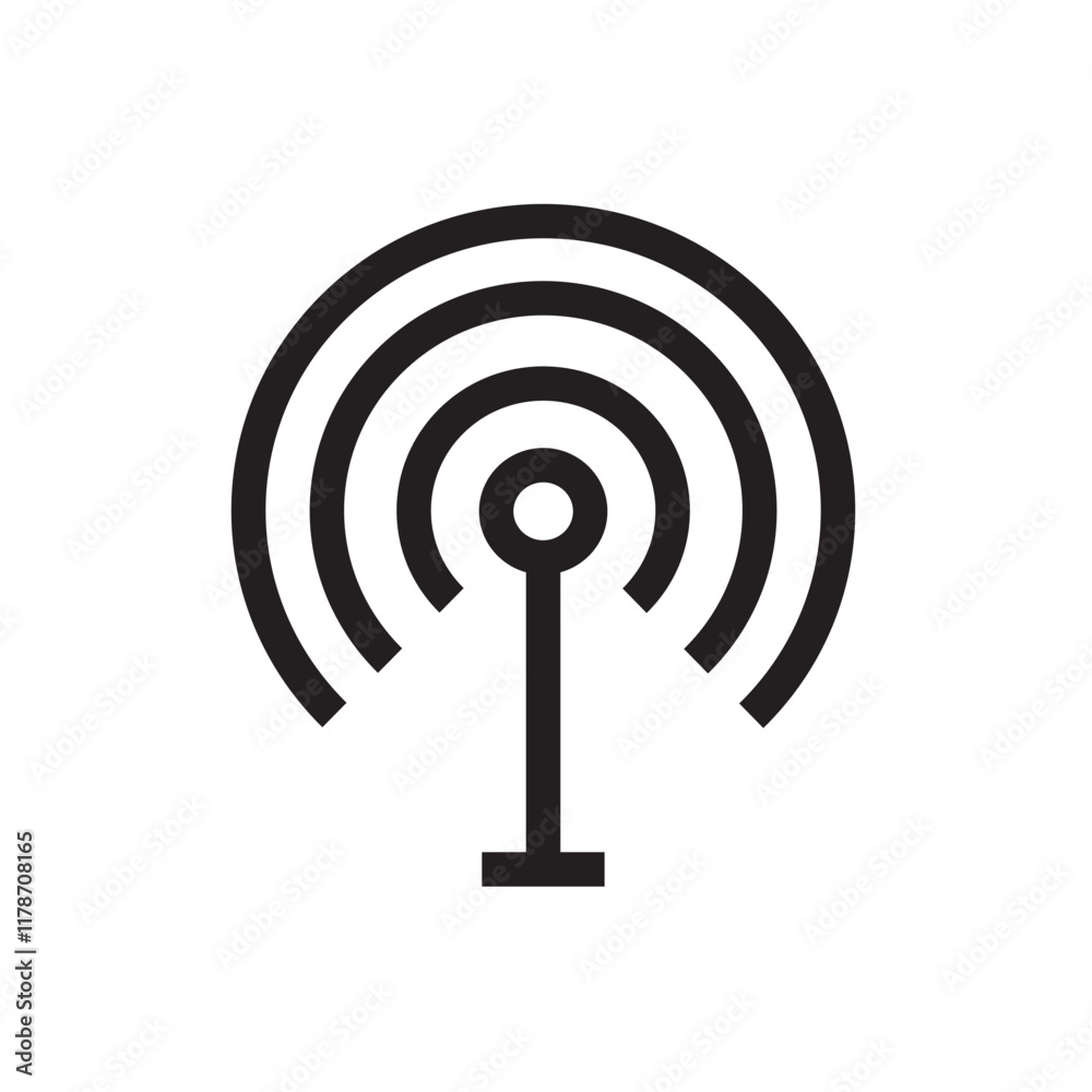 Hotspot antenna icon, symbolizing wireless internet, signal, and network connectivity. Hotspot antenna icon, symbolizing wireless internet, signal, and network connectivity.