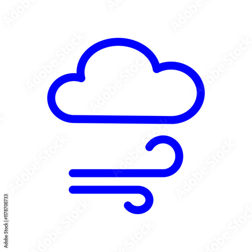 blue Cloud with wind gusts in minimalist design.