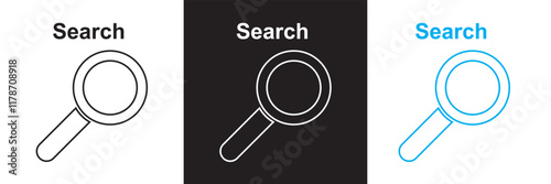 Search icons set. search magnifying glass icon. Glass vector icon.  isolated on white and black background. vector illustration. EPS 10