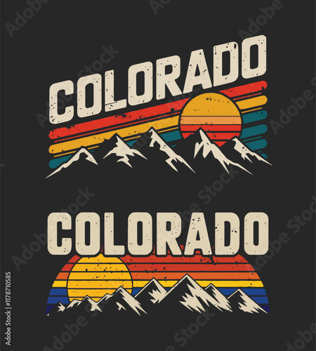 Retro Vintage Colorado Logo with vintage Mountain