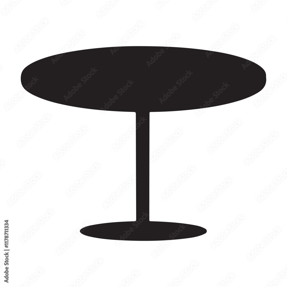 Round table silhouette vector on white background Round table silhouette vector on white background