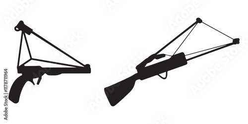 Silhouette of a Traditional and Modern Sling-Shot vector