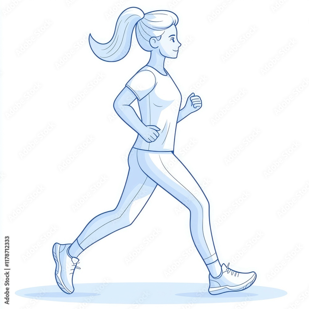 A Dynamic Runner: Woman in Motion, Pursuing Fitness Goals. This illustration captures the essence of active living and healthy habits. A Dynamic Runner: Woman in Motion, Pursuing Fitness Goals. This illustration captures the essence of active living and healthy habits.