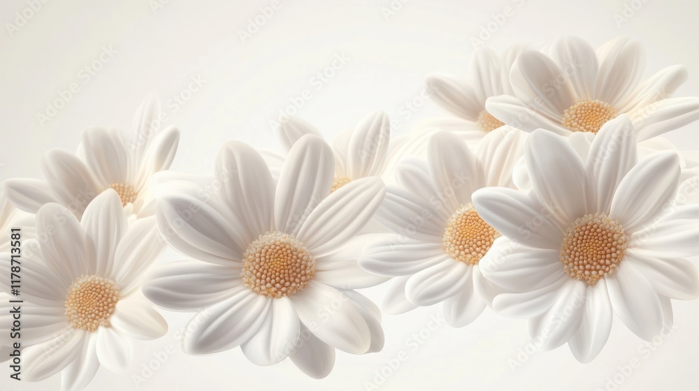 Fototapeta premium Elegant white daisies floating on a soft background.