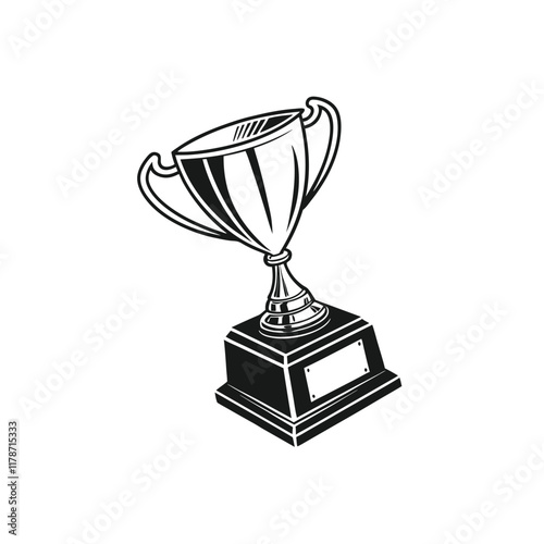 create a simple black trophy vector art with white 