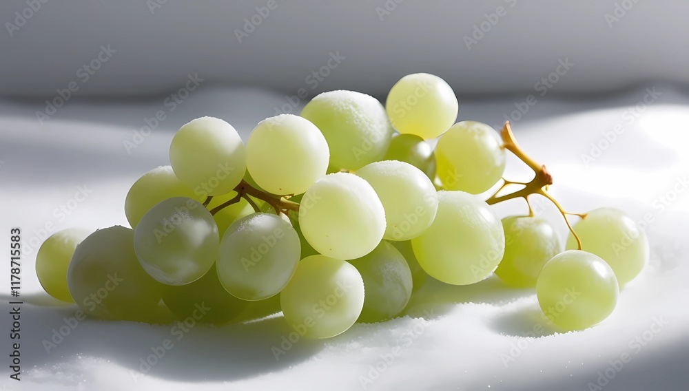 Elegant arrangement of Cotton Candy grapes, showcasing their light green, slightly translucent appearance and natural gloss, on a pristine white backdrop
Elegant arrangement of Cotton Candy grapes, showcasing their light green, slightly translucent appearance and natural gloss, on a pristine white backdrop