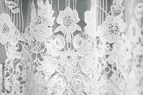 Wallpaper Mural Intricate lace curtain with floral patterns allowing soft light to filter through in a cozy room Torontodigital.ca