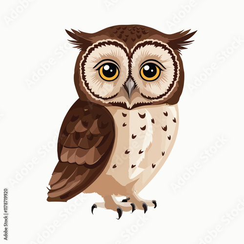 brown owl portrait on white background clip art preview