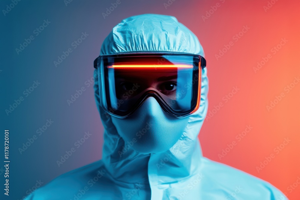 Protective gear displayed against a colorful background. Protective gear displayed against a colorful background.