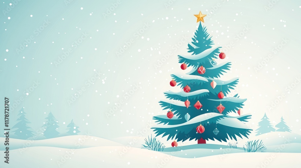Snowy Christmas tree landscape. Snowy Christmas tree landscape.