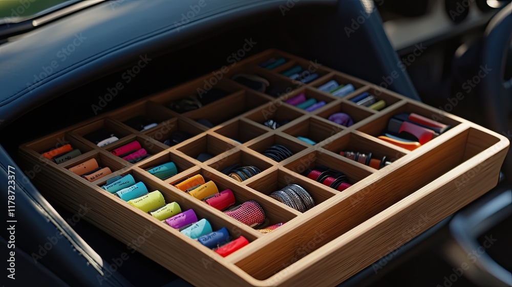 A car organizer box with multi-layer compartments for optimized storage A car organizer box with multi-layer compartments for optimized storage