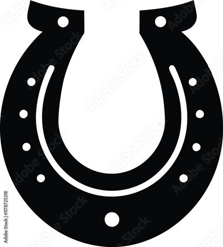 Horseshoe silhouette vector, Horseshoe icon, Good luck symbol