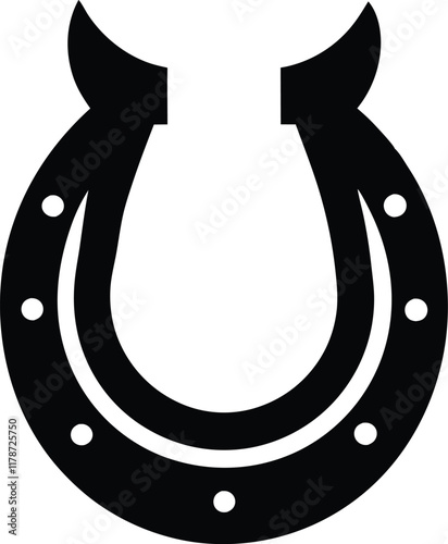 Horseshoe silhouette vector, Horseshoe icon, Good luck symbol