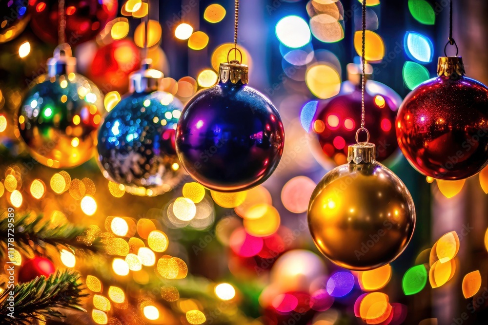 Fototapeta premium Silhouetted Christmas ornaments: a stylish take on holiday photography.