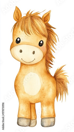 Adorable Brown Horse Baby Character for Children's Illustrations and Baby Products photo