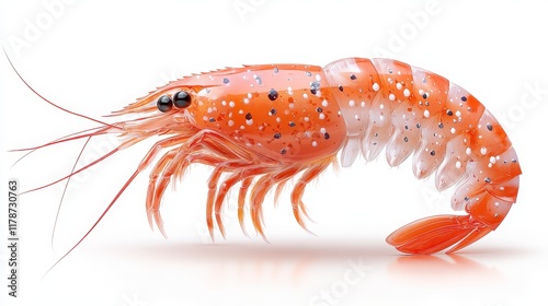 Wallpaper Mural Close-up of a single, vibrant orange shrimp isolated on white background. Torontodigital.ca