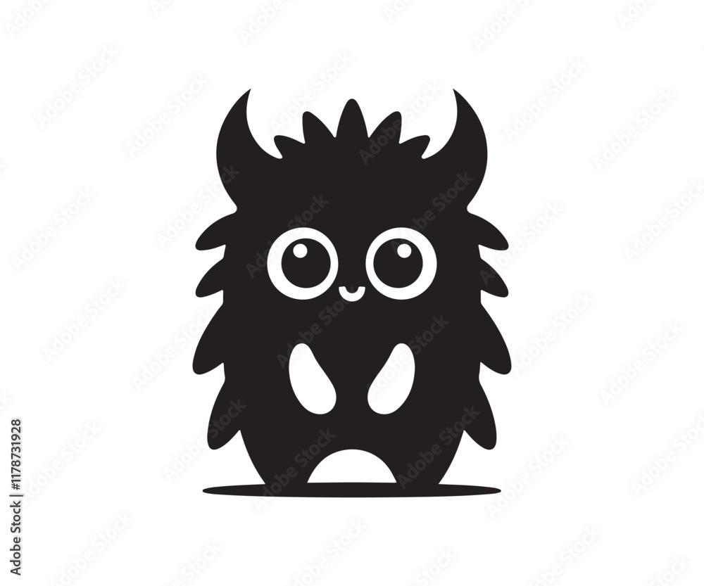 Fototapeta premium minimalist silhouette of cute little monster