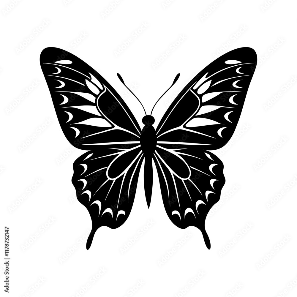 Butterfly silhouette illustration black and white Butterfly silhouette illustration black and white