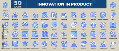 Innovation In Product Icon Set Blue White