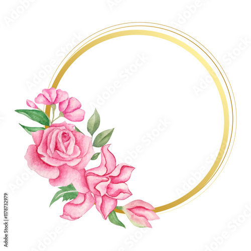 Hand paint Floral Watercolor Circle